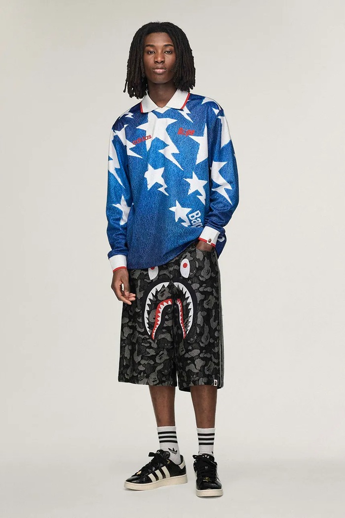 adidas Originals x BAPE longsleeve shirt KF4913 blue color patterned KF4913