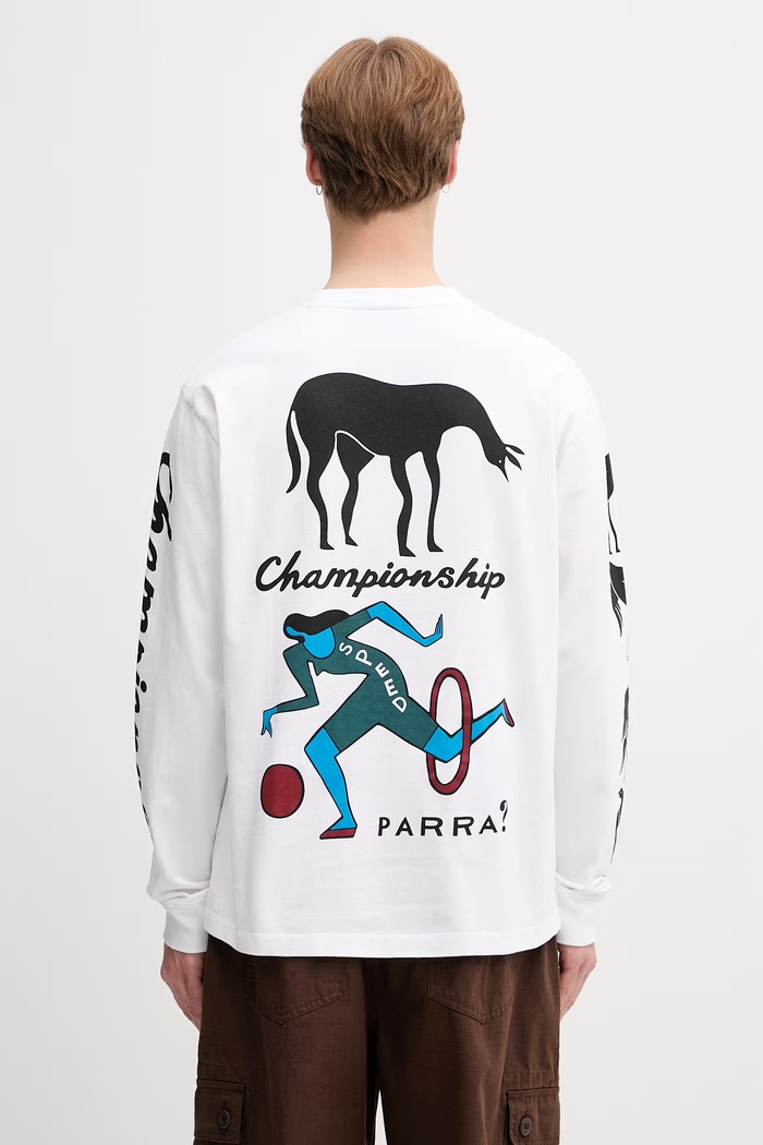 Дрехи by Parra Divine hammer блуза с дълги ръкави мъжка от памук 55345 бял