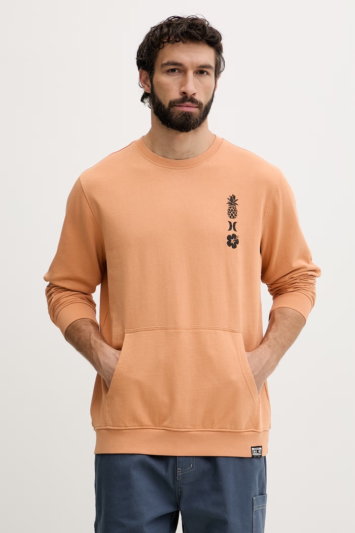 Odzież Hurley bluza męska bawełniana SIDER MFTEU00057 pomarańczowy