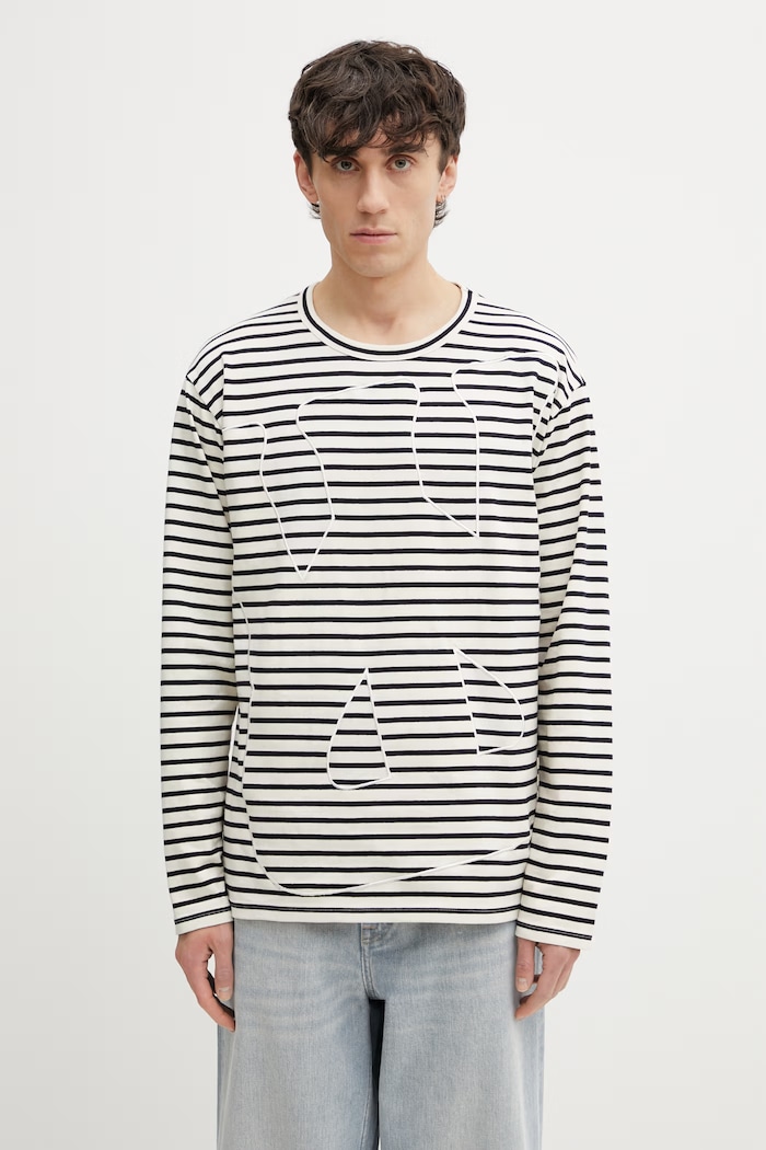 Wales Bonner Crown longsleeve męski bawełniany beżowy MS26JE09.JE02.159