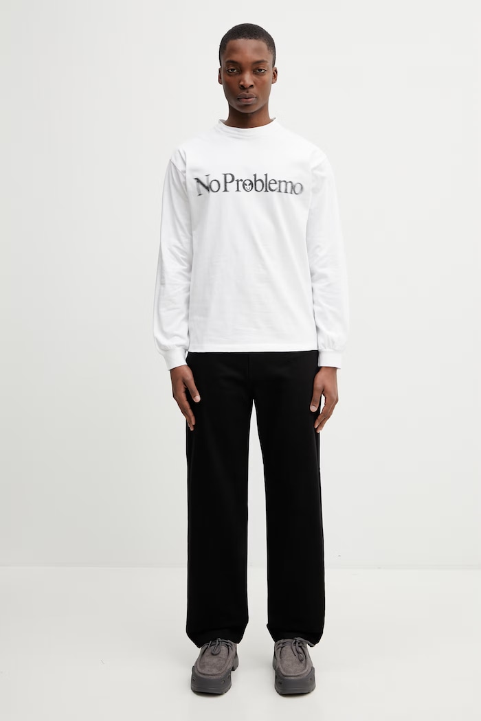 No Problemo Smile Away longsleeve de bărbați din bumbac NP6002305 alb