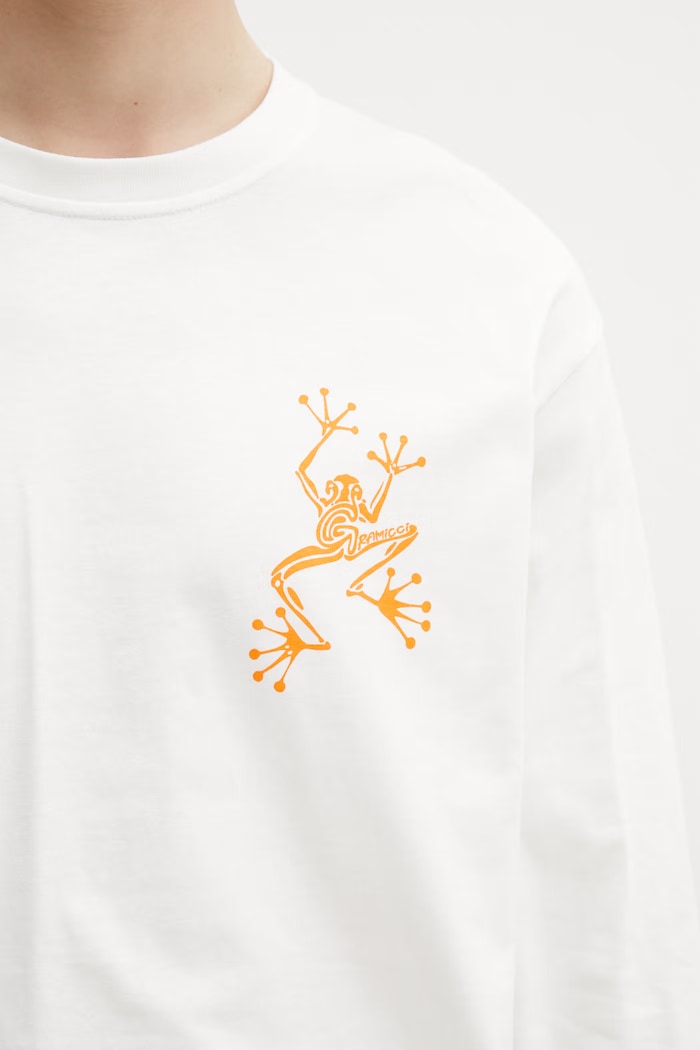 Gramicci STICKY HANDS L/S TEE longsleeve pentru bărbați din bumbac alb G6SU.T108.
