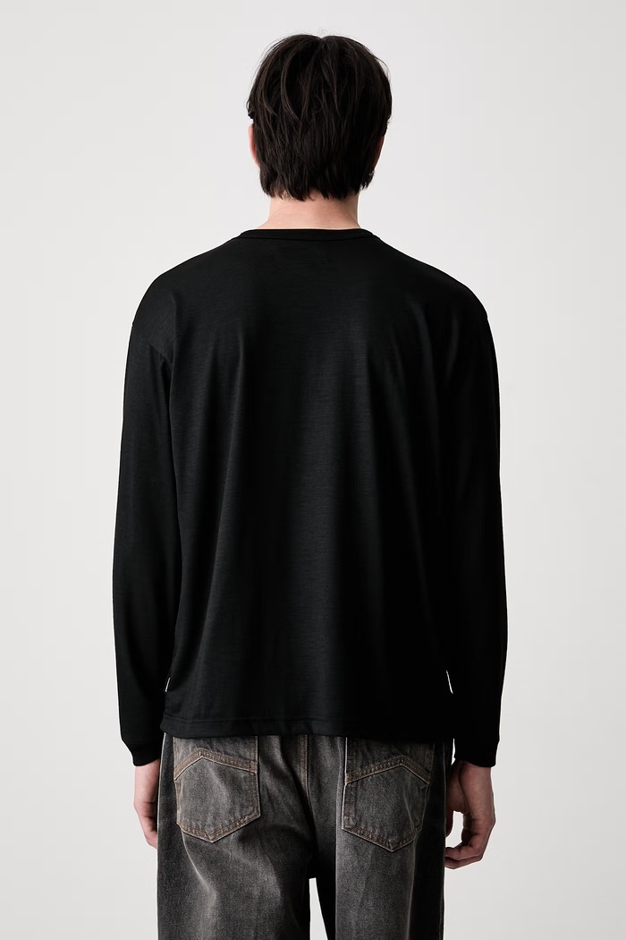 Odzież Neighborhood longsleeve męski z wełną 261NINH.CSM01 czarny