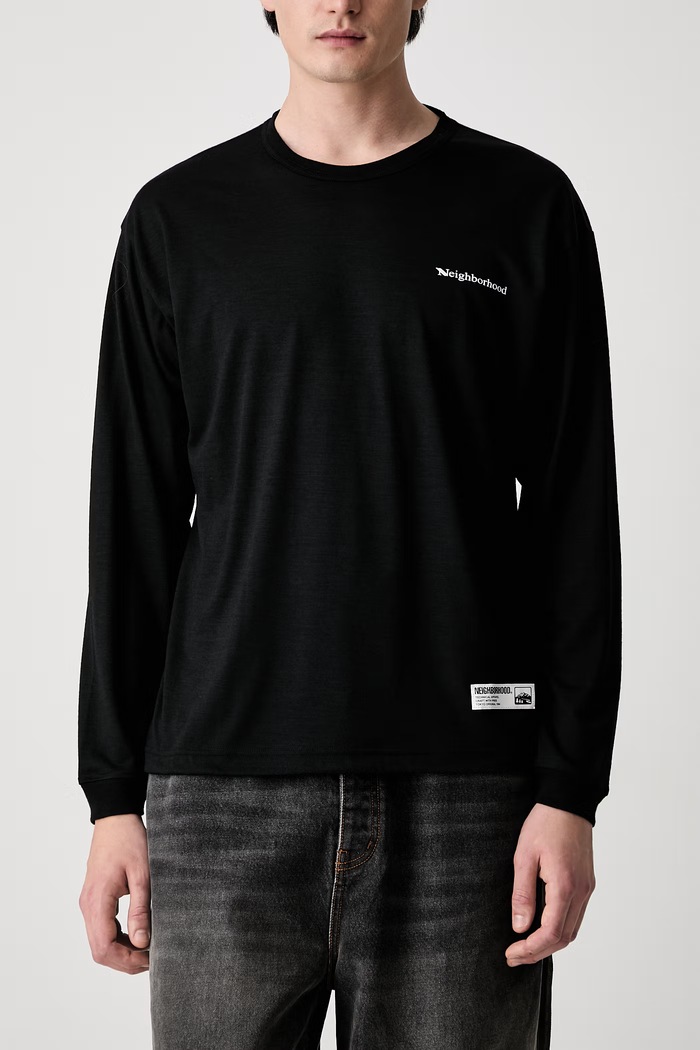 Neighborhood longsleeve męski z wełną czarny 261NINH.CSM01