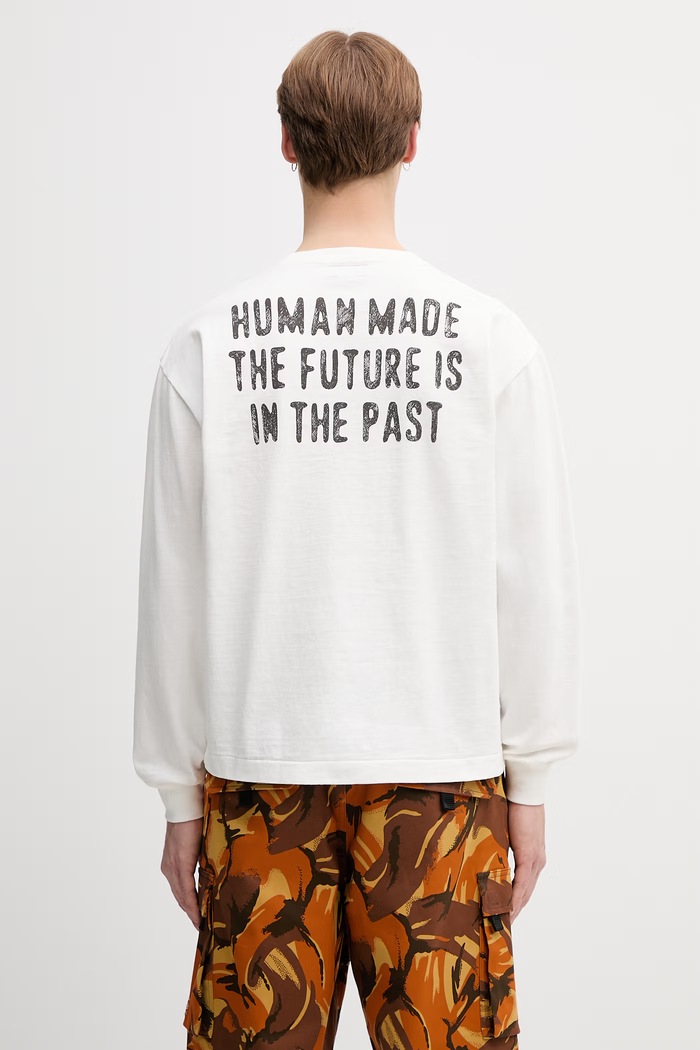Ρούχα Human Made μακρυμάνικο ανδρικό βαμβακερό HM31CS038 λευκό