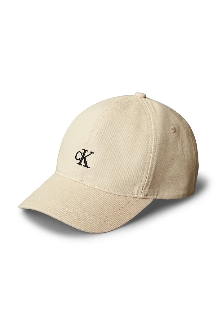 Calvin Klein Jeans czapka z daszkiem bawełniana dziecięca IU0IU00150..PPY2 beżowy SS26