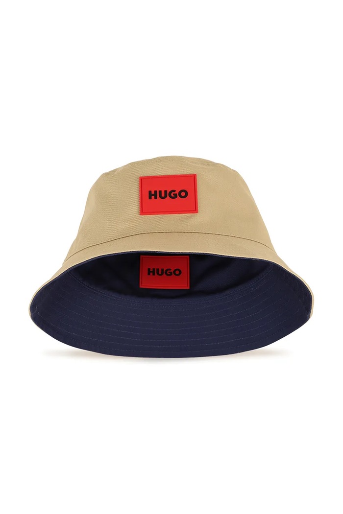 Bavlnená obojstranná detská čiapka HUGO G01166.52.56 tmavomodrá