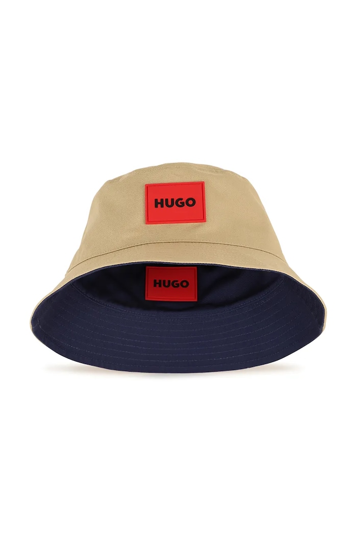 Bavlnená obojstranná detská čiapka HUGO G01166.52.56 tmavomodrá