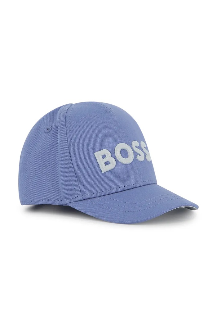 BOSS czapka z daszkiem bawełniana dziecięca aplikacja fioletowy J53142