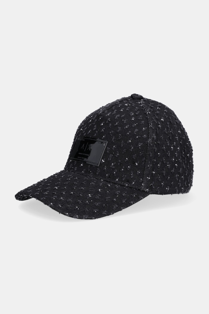Armani Exchange czapka z daszkiem jeansowa aplikacja czarny XW001894.AF18855