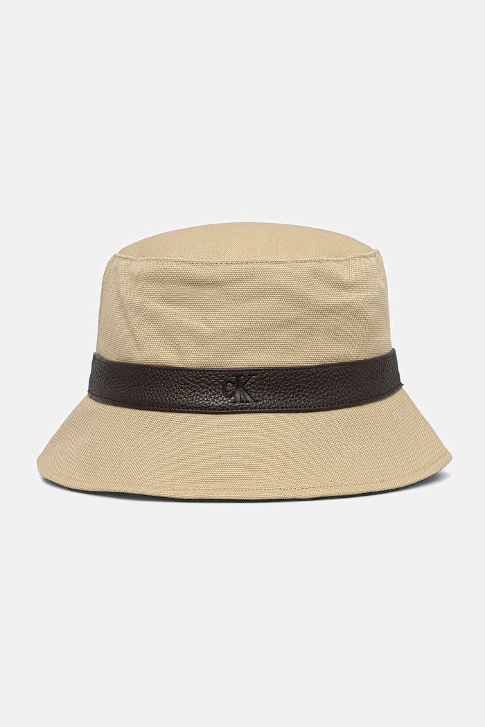 Calvin Klein καπέλο bucket γυναικείο βαμβακερό μπεζ LV04F5070G