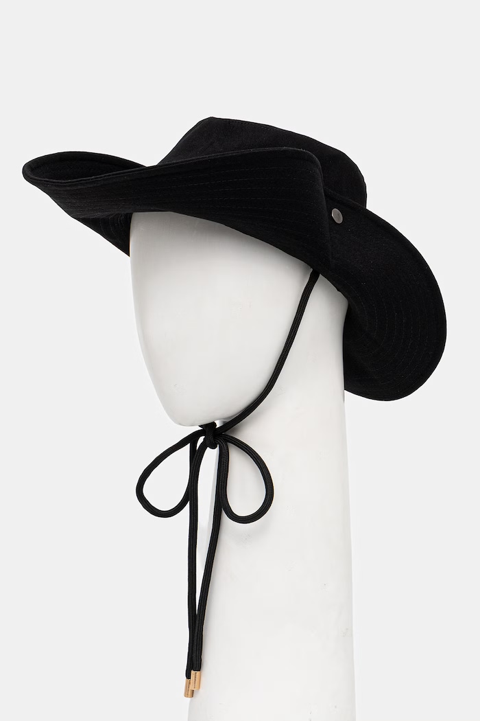 Pinko Pălărie cu boruri largi femei, din bumbac 106751.A38M negru SS26