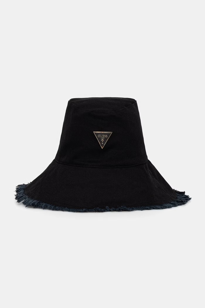 Guess pălărie bucket pentru femei, din bumbac SALLY negru AW5511.COT01