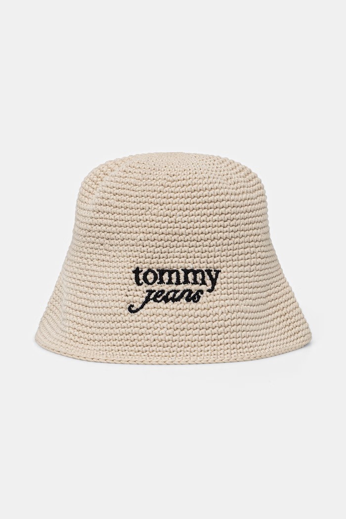 Tommy Jeans Klobúk bucket dámsky pletený béžová AW0AW18359