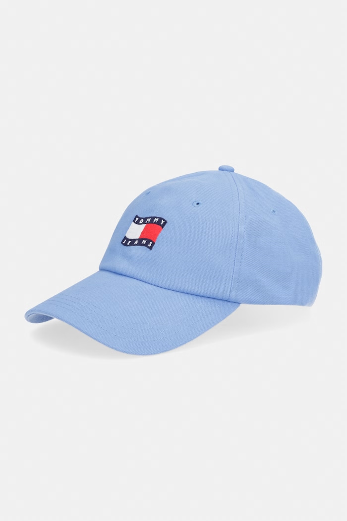 Tommy Jeans čiapka so šiltom dámska bavlnená modrá AW0AW18360