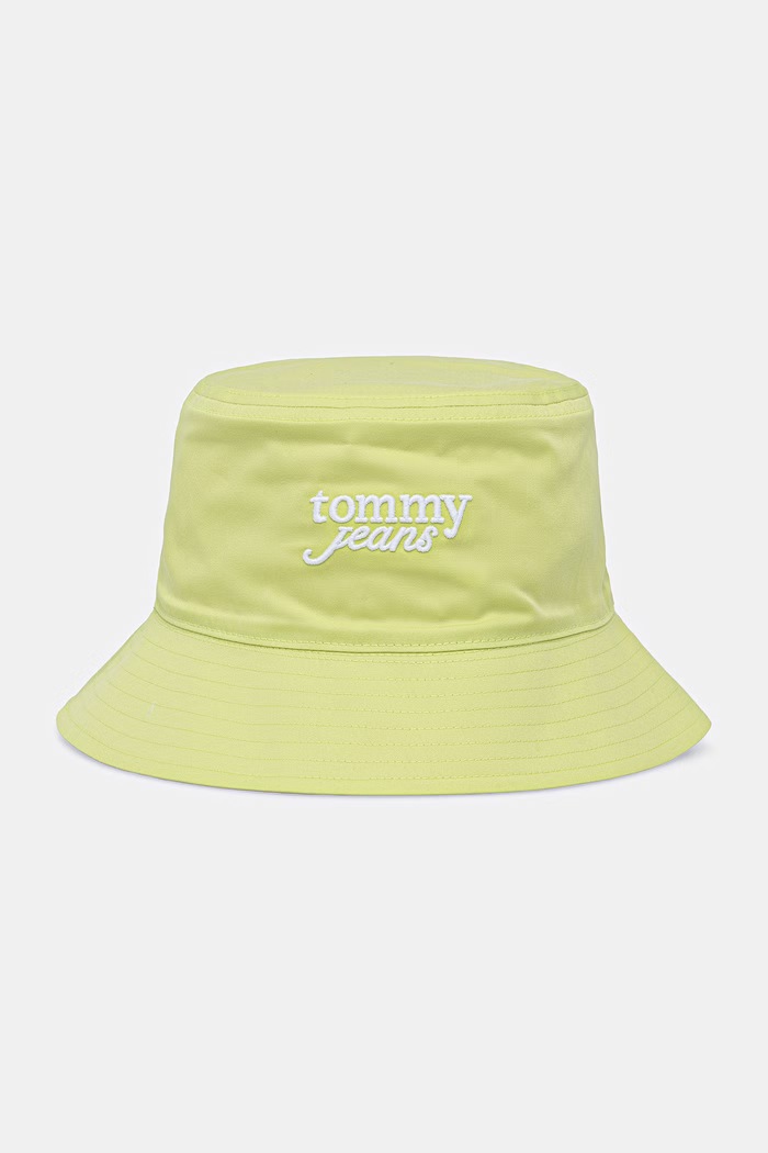 Tommy Jeans klobúk bucket dámsky bavlnený zelená AW0AW18650