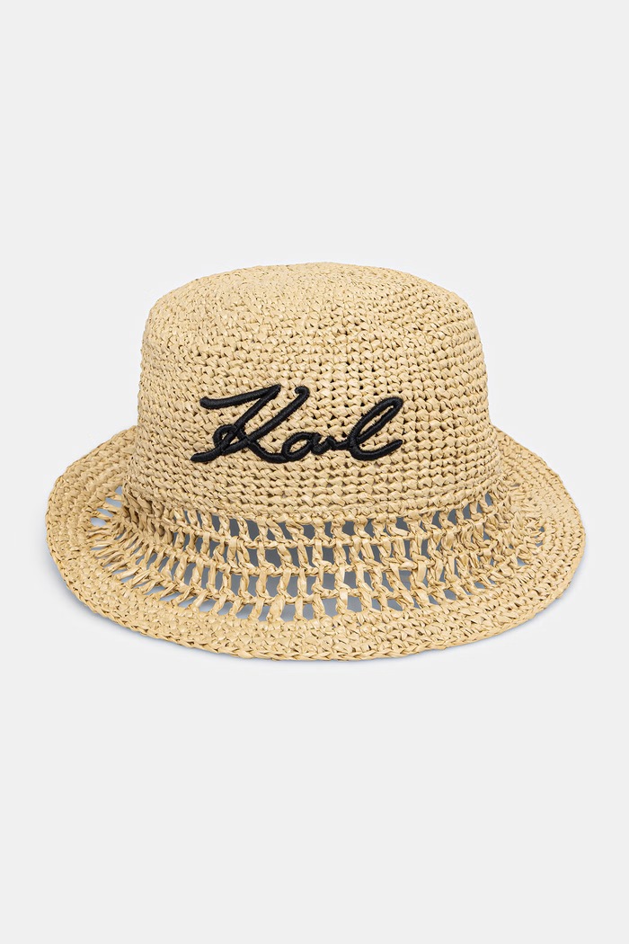 Karl Lagerfeld dámsky slamenný klobúk K/SIGNATURE béžová B2W46080