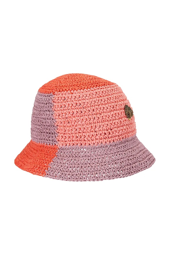 Kurt Geiger London kapelusz damski Kurt Raffia Bucket Hat 5632157449 pomarańczowy SS26