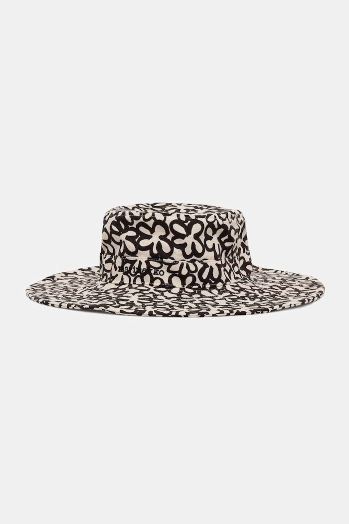 Marimekko klobuk s širokim robom ženski črna 095595