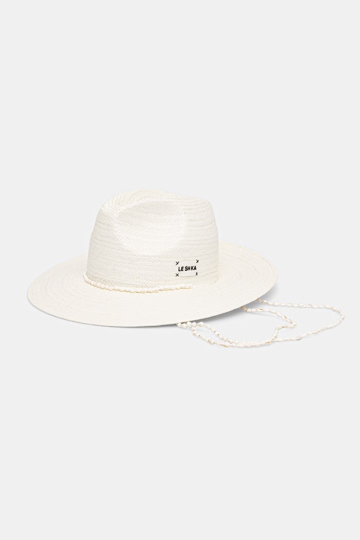 LE SH KA headwear kapelusz słomkowy damski pleciony WhitePanamaFedora biały SS26