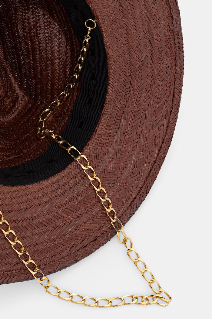 LE SH KA headwear kapelusz słomkowy damski pleciony brązowy BrownPanamaFedora