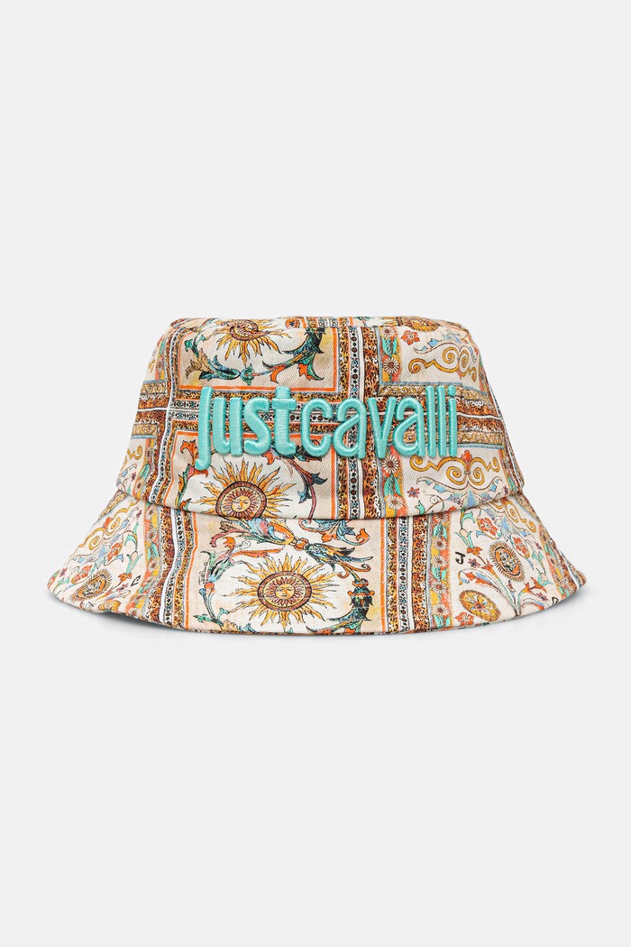 Just Cavalli kapelusz bucket damski bawełniany beżowy 80RAZK3A.ZG407