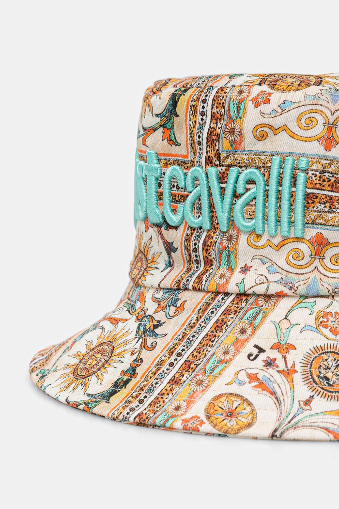 Just Cavalli kapelusz bucket damski bawełniany 80RAZK3A.ZG407 beżowy SS26
