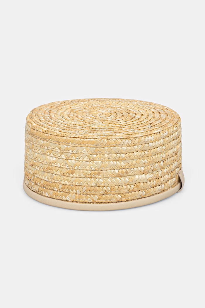 LE SH KA headwear toczek damski pleciony beżowy StrawPillboxHat