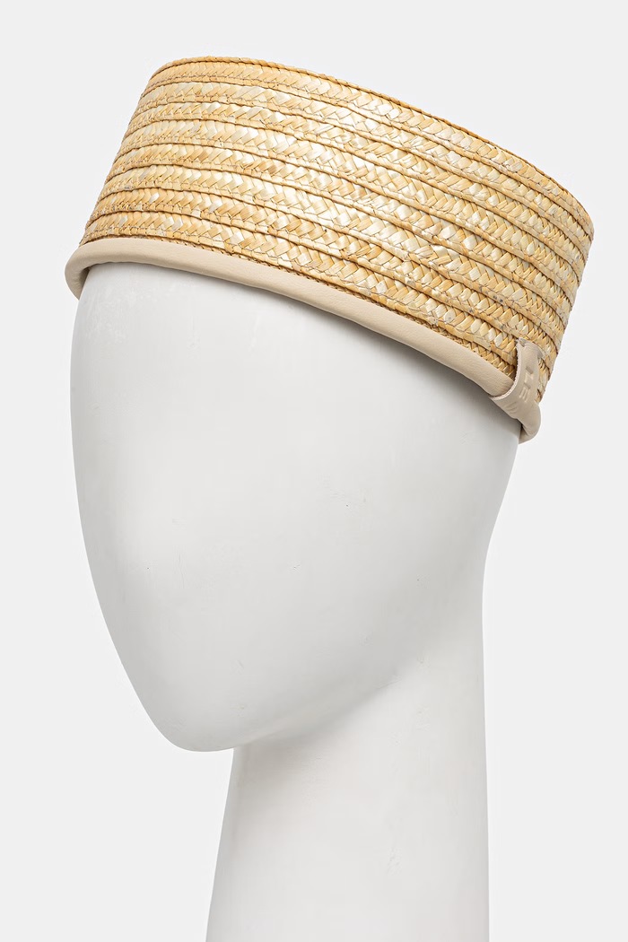 LE SH KA headwear toczek damski pleciony StrawPillboxHat beżowy SS26