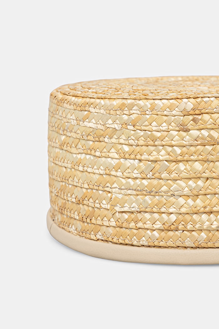 LE SH KA headwear toczek damski pleciony beżowy StrawPillboxHat