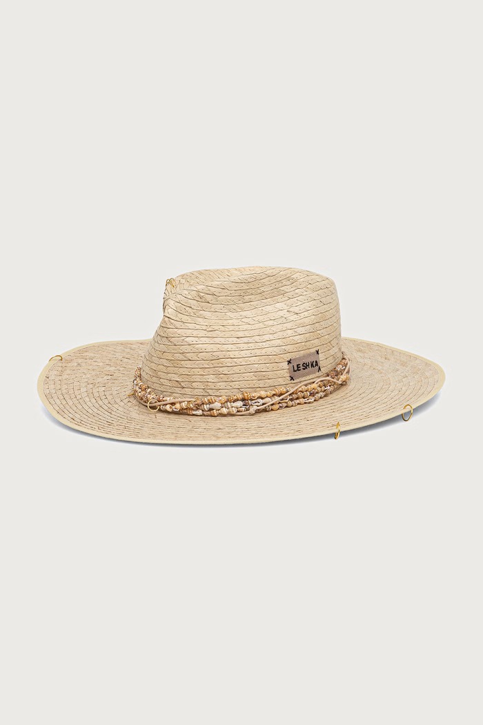 LE SH KA headwear kapelusz słomkowy damski pleciony beżowy SeashellFedora
