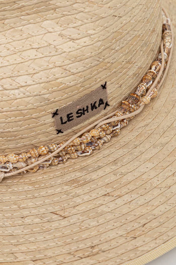 LE SH KA headwear kapelusz słomkowy damski pleciony beżowy SeashellFedora