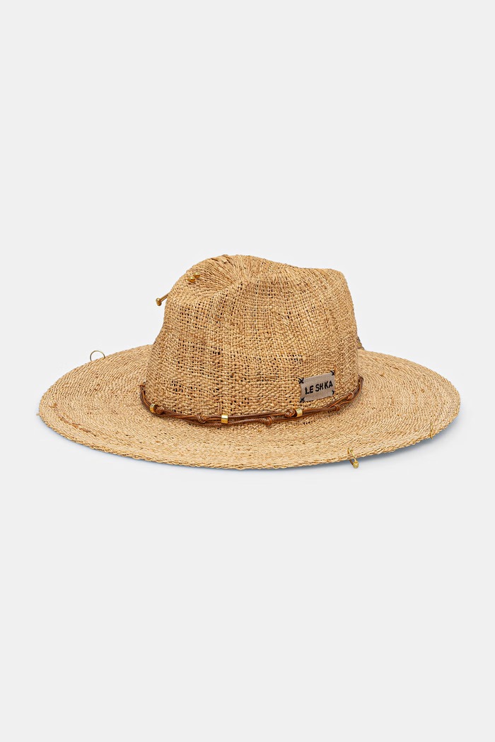 LE SH KA headwear kapelusz słomkowy damski beżowy BeigePanamaFedora