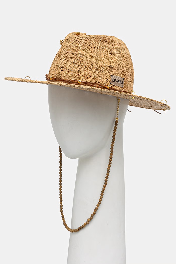 LE SH KA headwear kapelusz słomkowy damski BeigePanamaFedora beżowy SS26