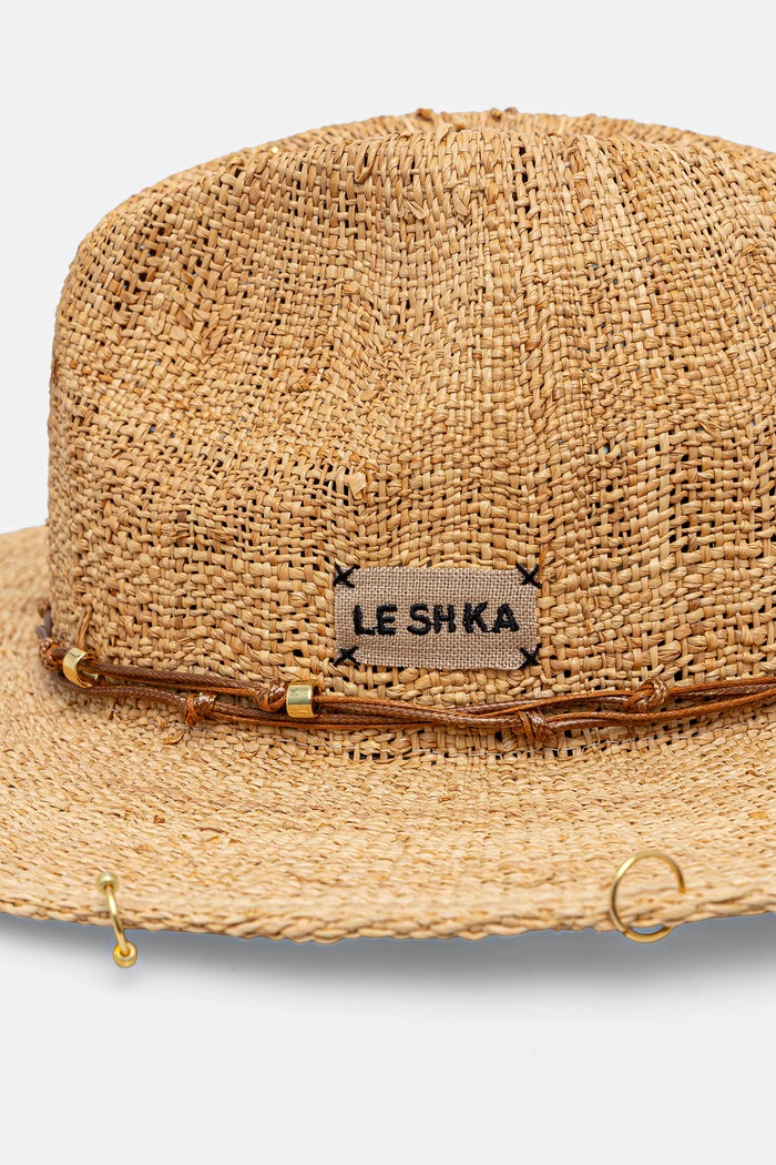 Akcesoria LE SH KA headwear kapelusz słomkowy damski BeigePanamaFedora beżowy