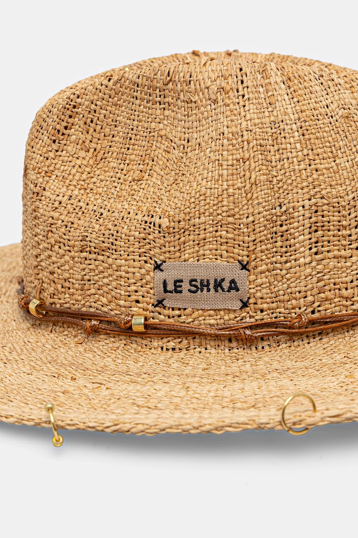 Akcesoria LE SH KA headwear kapelusz słomkowy damski BeigePanamaFedora beżowy