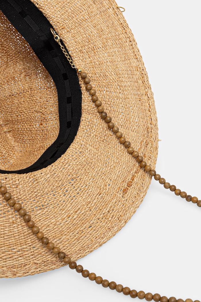 LE SH KA headwear kapelusz słomkowy damski BeigePanamaFedora beżowy