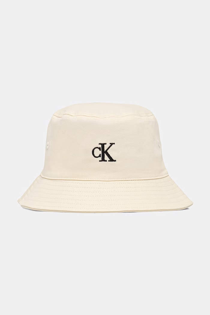 Calvin Klein klobúk bucket dámsky bavlnený béžová LV04F5101G