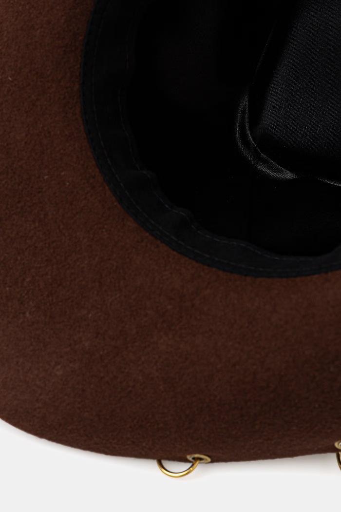 LE SH KA headwear kapelusz z szerokim rondem damski wełniany Brown Cowboy BrownCowboy