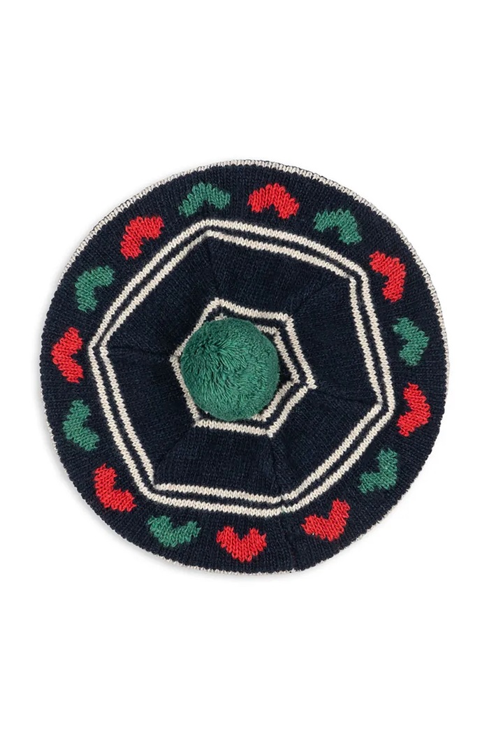 Konges Sløjd beret z dodatkiem wełny dziecięcy BELOU KNIT BERET KS104224.PreSpring granatowy SS26