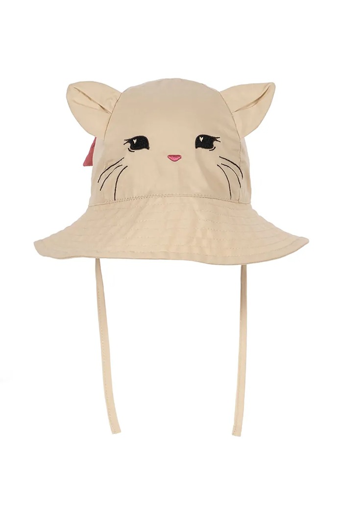 Konges Sløjd pălărie din bumbac pentru copii VERBENA BOW KITTY SUN HAT KS105117.PPY2 bej SS26