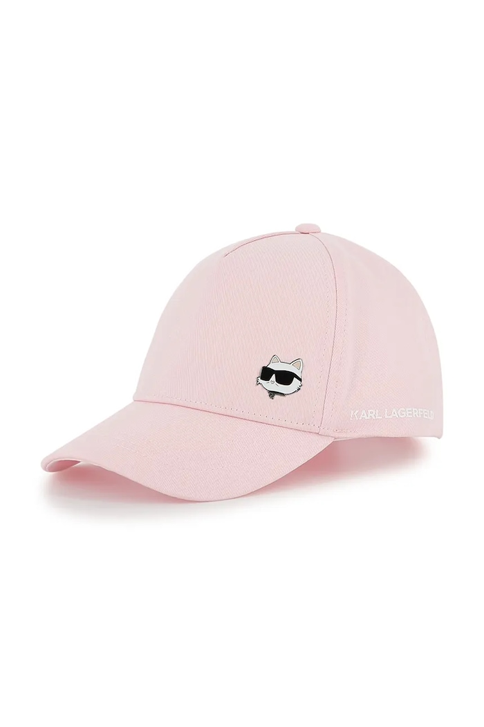 Karl Lagerfeld czapka z daszkiem bawełniana dziecięca nadruk różowy Z31196.50.56