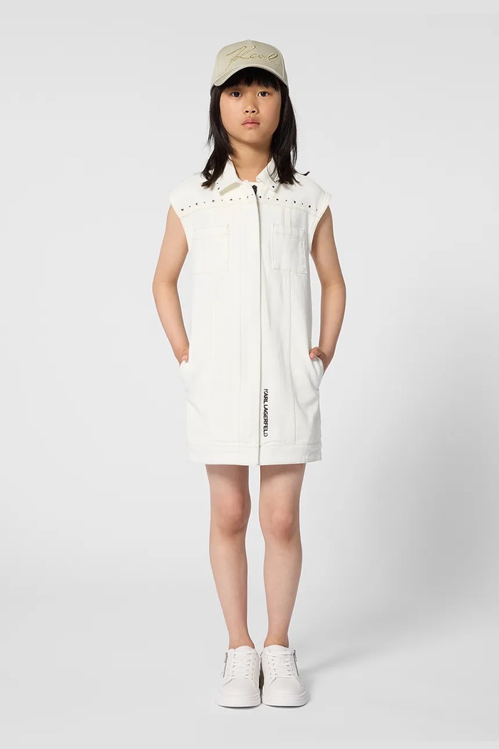 Detská bavlnená šiltovka Karl Lagerfeld Z31197.50.56 béžová