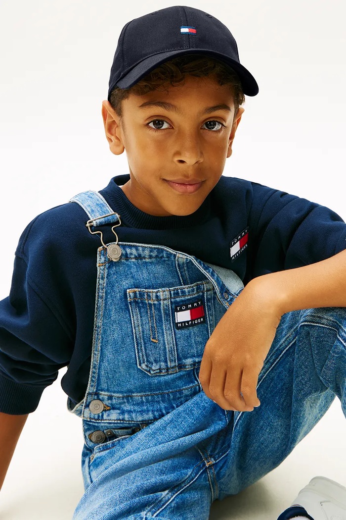 Tommy Hilfiger berretto per bambini in cotone cotone blu navy KA0KA00025.PPY2