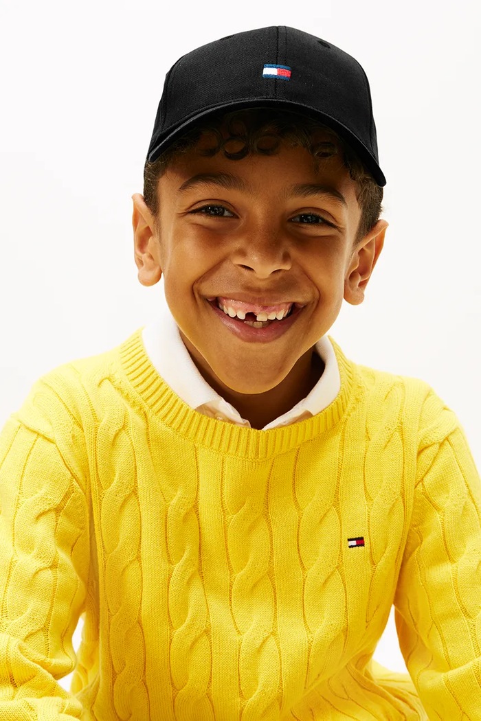 Tommy Hilfiger berretto per bambini in cotone cotone nero KA0KA00025.PPY2