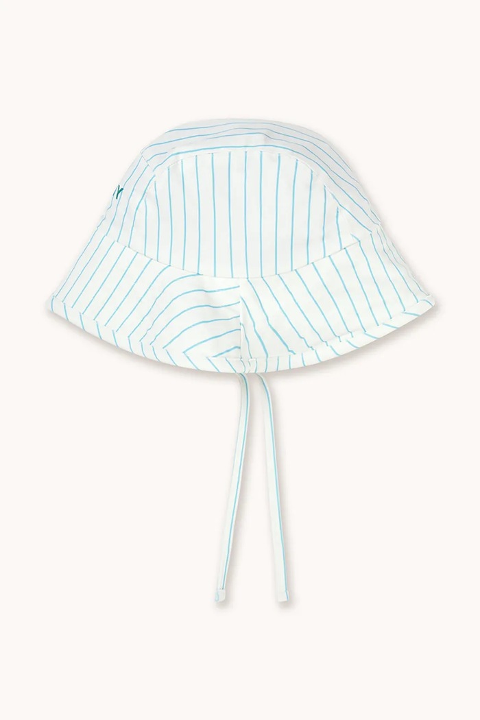 Παιδικό καπέλο Tinycottons CYAN FINE STRIPES BUCKET HAT SS26.454 λευκό SS26