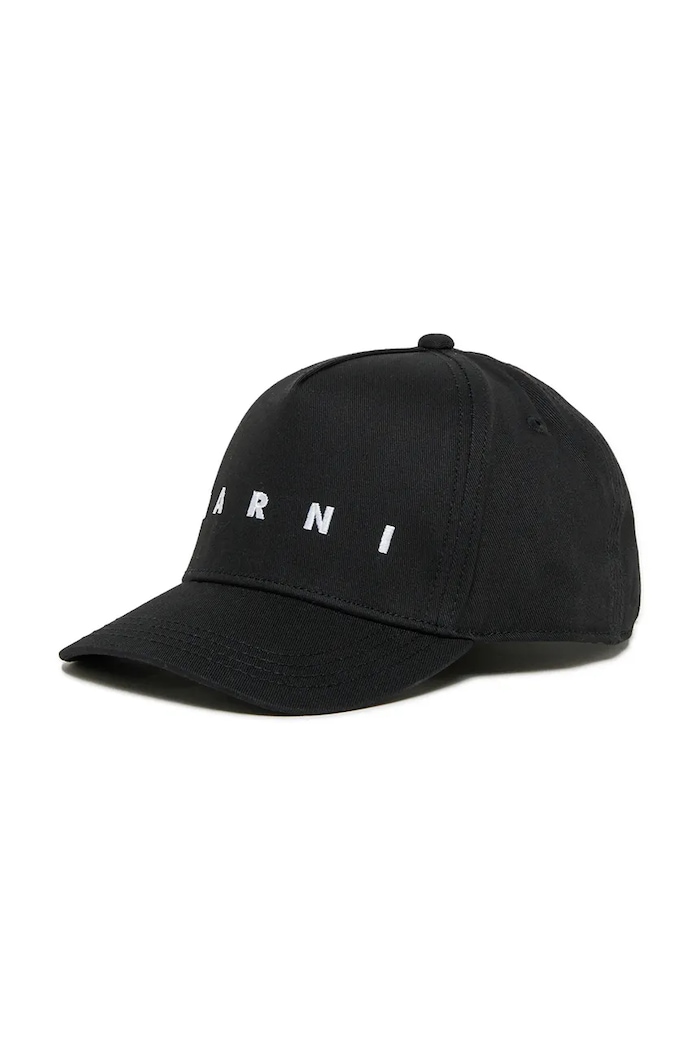Детска памучна шапка с козирка Marni MF43U HAT памук черен M01630.M00J2
