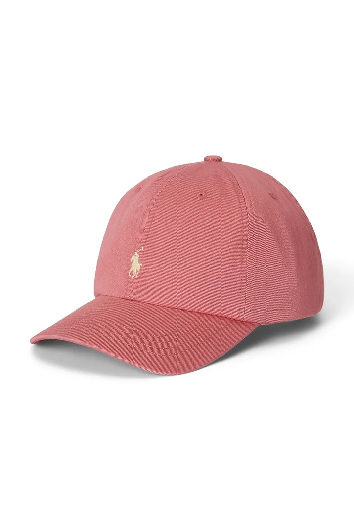 Polo Ralph Lauren czapka z daszkiem bawełniana dziecięca aplikacja różowy 322785653508