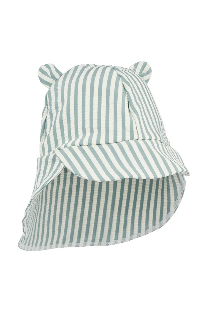 Liewood czapka z daszkiem dziecięca Senia Seersucker Sun Hat With Ears zielony LW17681.PPY2
