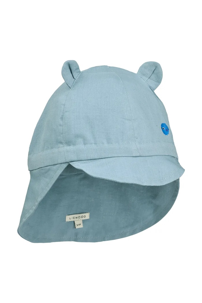 Detská bavlnená šiltovka Liewood Gorm Linen Sun Hat With Ears bavlna modrá LW17695.PPY2